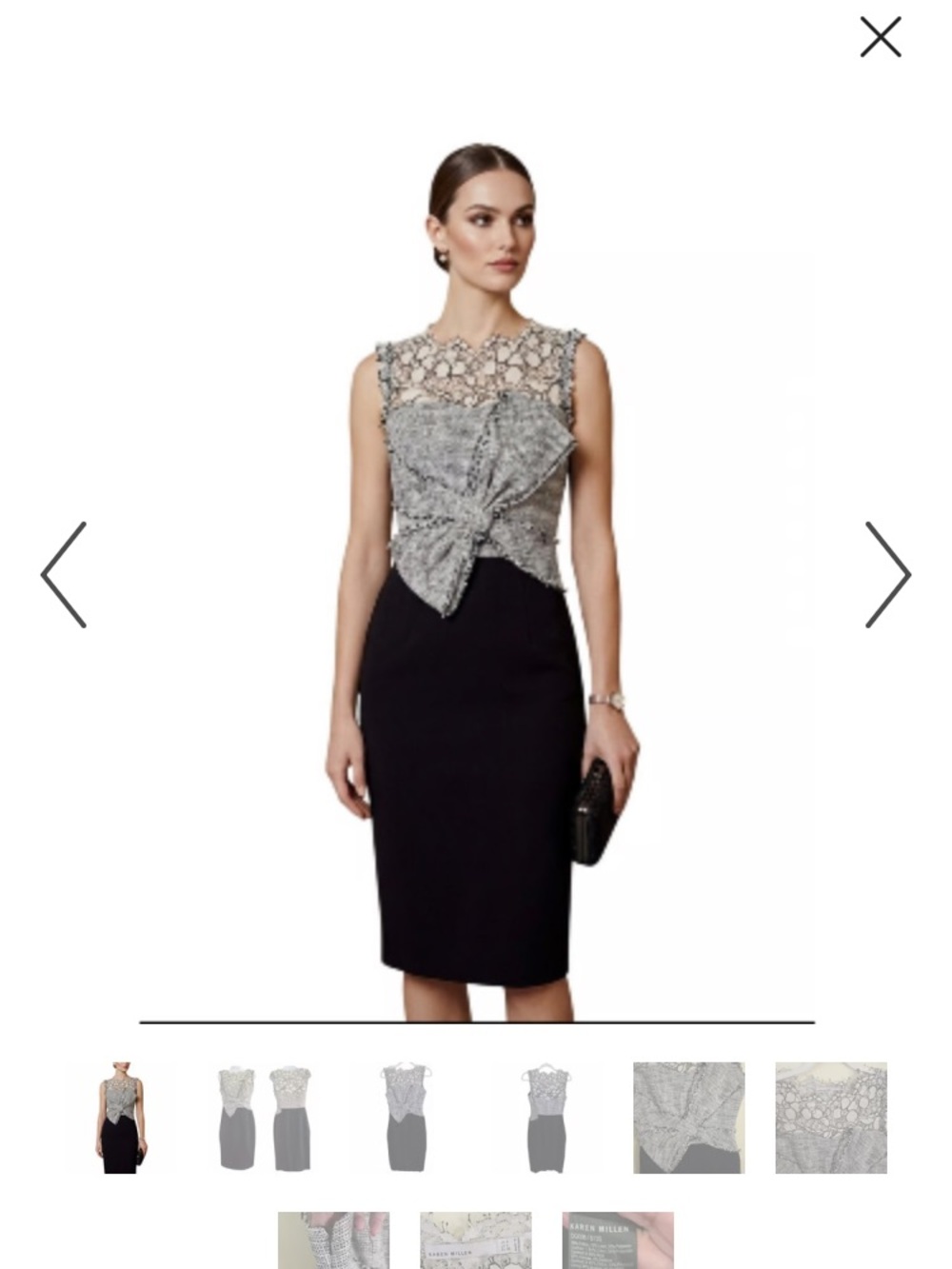 Karen Millen Two-Tone Lace, Tweed & Crepe Sheath Dress - Size 6